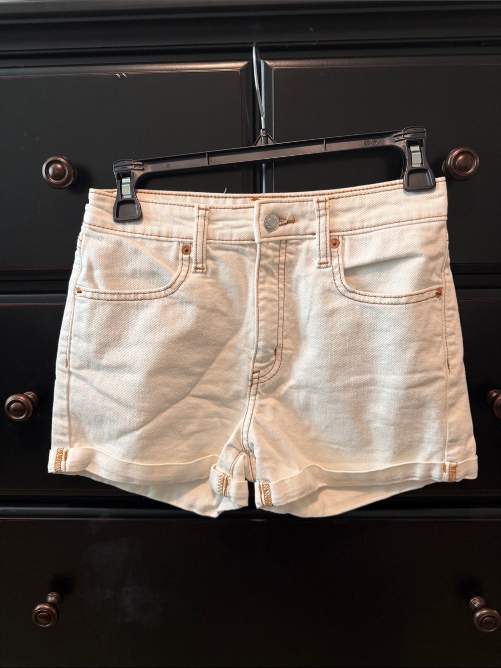 wild fable Light Cream High-Rise Denim Shorts